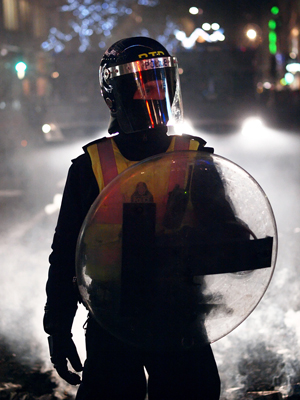 British Transport Police riot gear